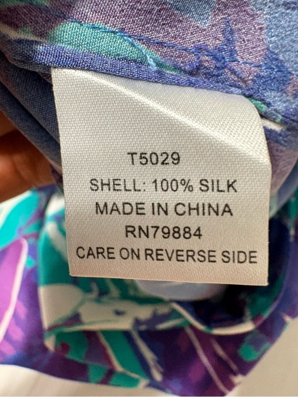 Tart Teal & Purple Printed Pleated Silk Shorts. Side Zip 4 - Picture 8 of 9